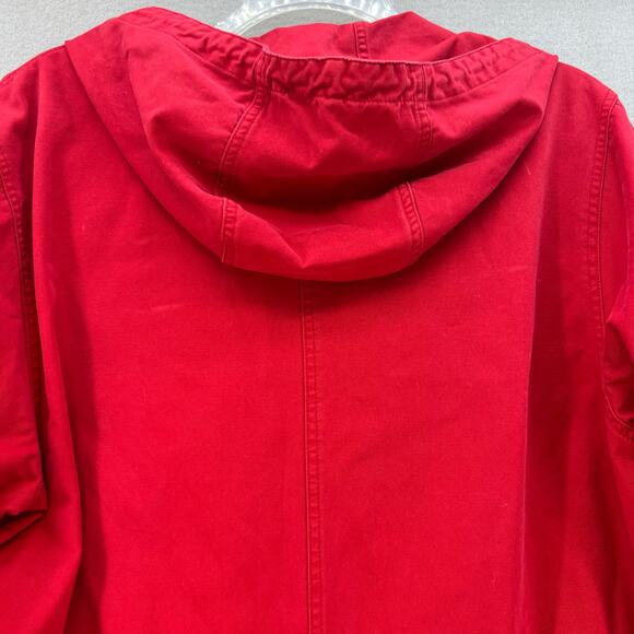 Eddie Bauer Jacket Women's Large Red Plaid Lining Hooded Vintage Preppy Normcore - Picture 5 of 14